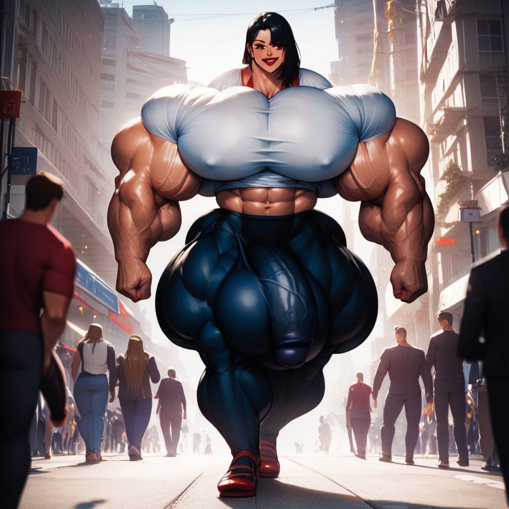 Tight Skirt, Many People Around, Hyper Gigantic Massive Penis Shemale AI Porn