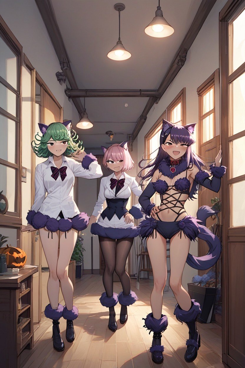 Four Girls Wearing The Same Clothes, Halloween, Mash KyrielightPorno AI