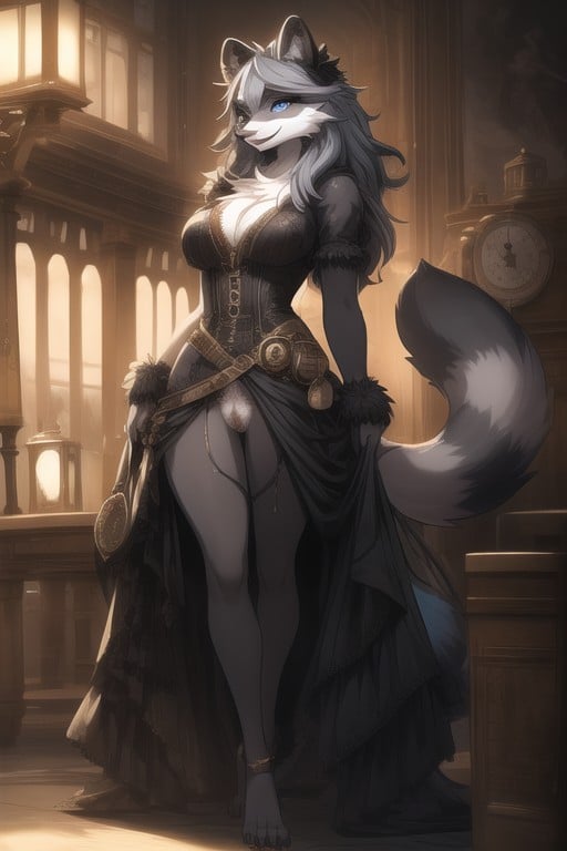 Long Length Hair, Lustful Eyes, Elegantly ComposedFurry KI Porno