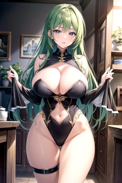 Green Hair, Large Breast, Massive Ass AI Porn