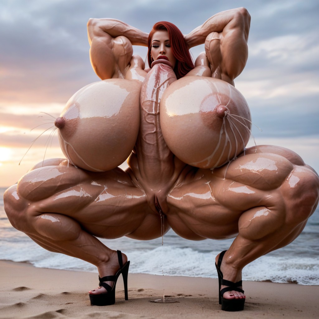Extreme Muscle Definition Mass, Lactation, Photorealistic AI 포르노