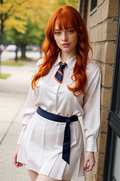 School Uniform, Full Body, Ginger AI Porn