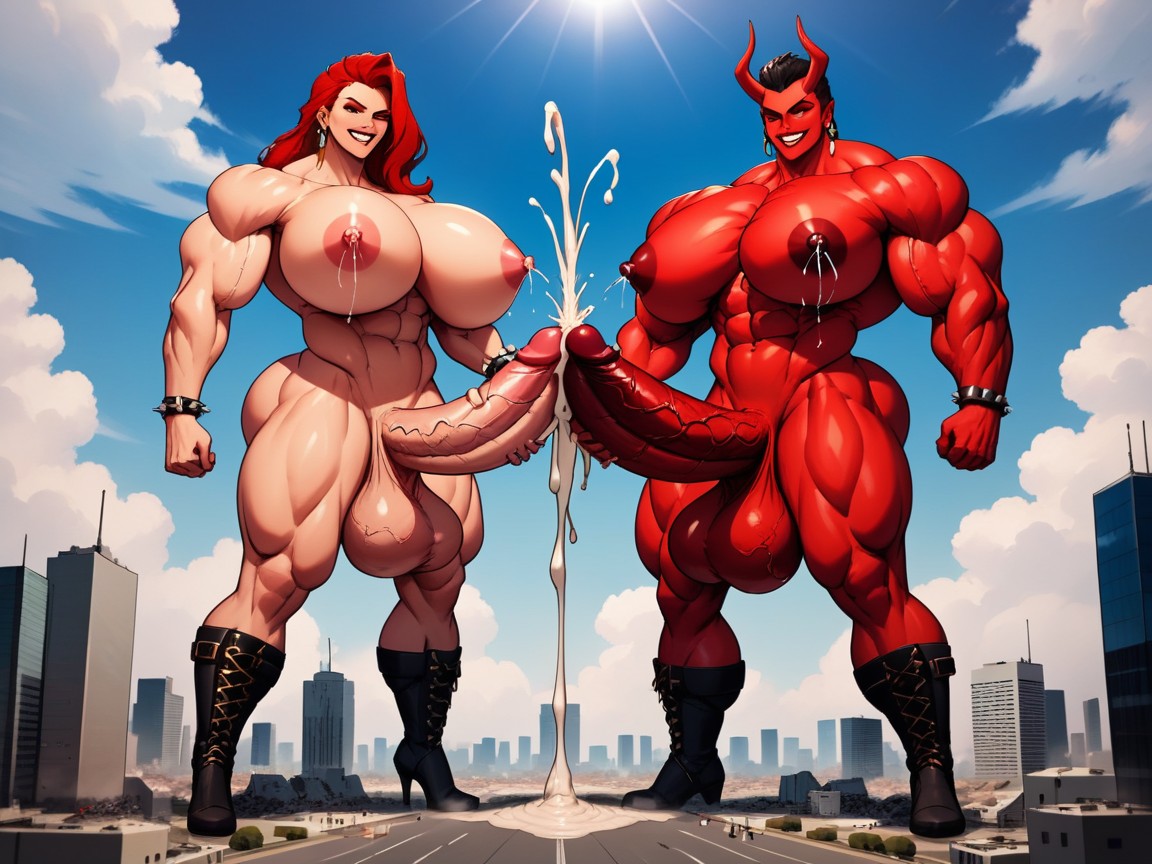 Gigantic, Two Penises, Massive Muscle Shemale AI Porn