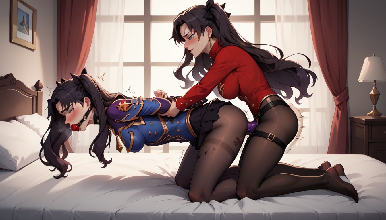 Side View, Lesbian Strapon, Coin Pouch AI Porn
