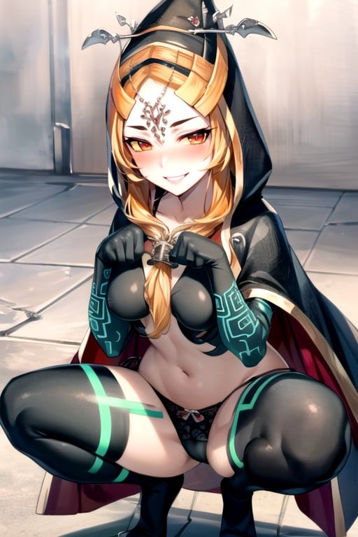 Tail, Cuerpo Completo, Midna Grinning With A BlushPorno AI