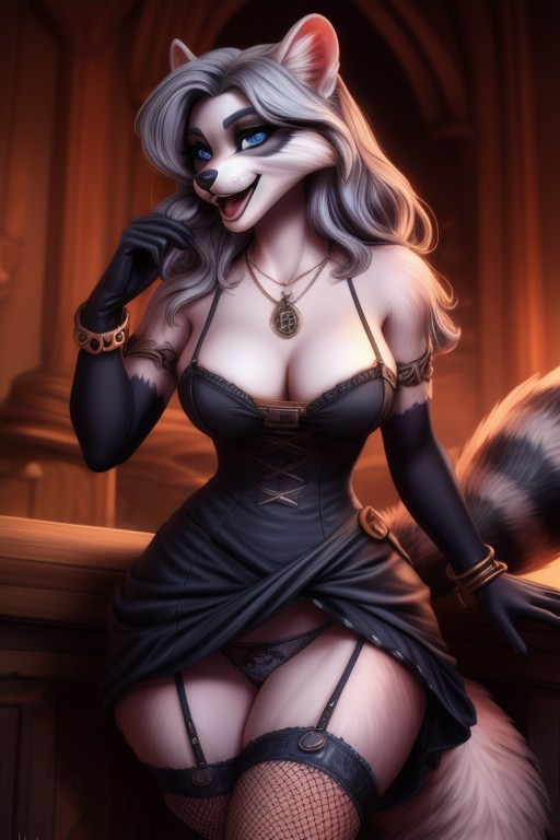 Cute, Long Length Hair, Vibrant Furry AI Porn