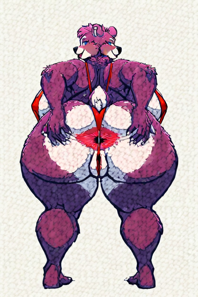 Chubby Face, Wide Face, Female Panda Furry AI Porn
