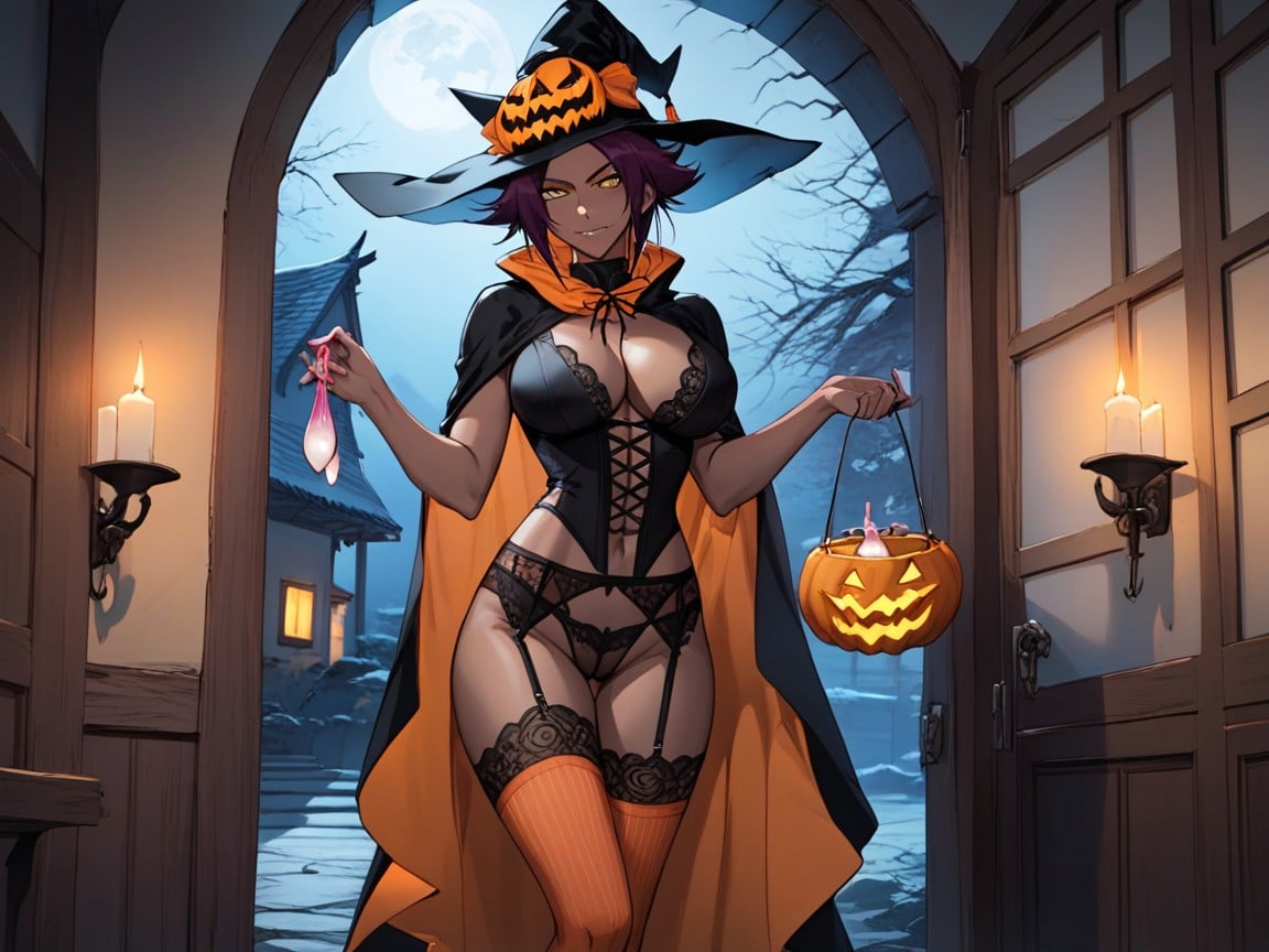 Garter Belt, Exsposed Breasts, Witch Hentai AI Porn