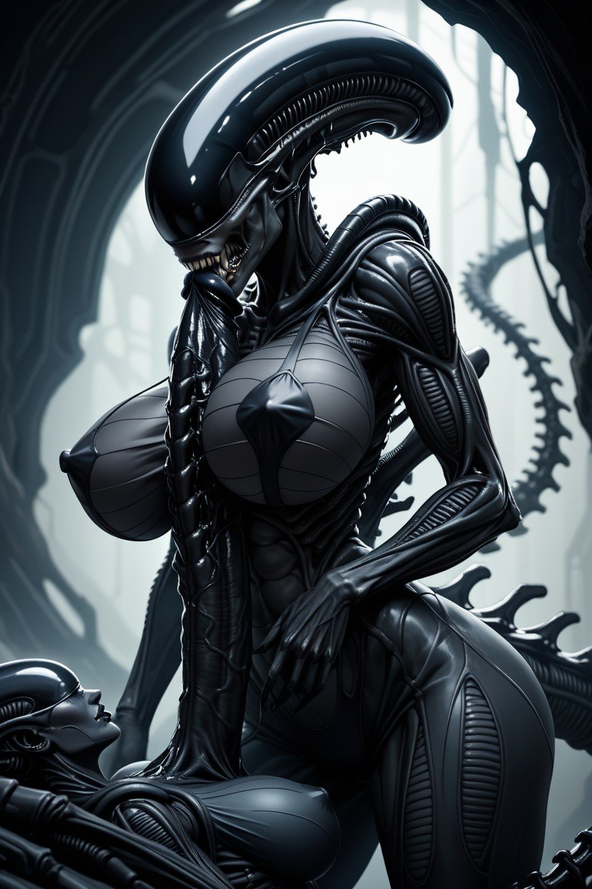 Sucks Giant Cock, Big Breasts, Xenomorph AI Porn