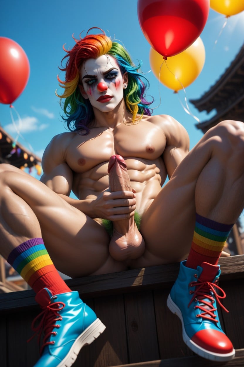 Multi Colored Hair, Embarrassed , Pale Skin AI Gay Porn