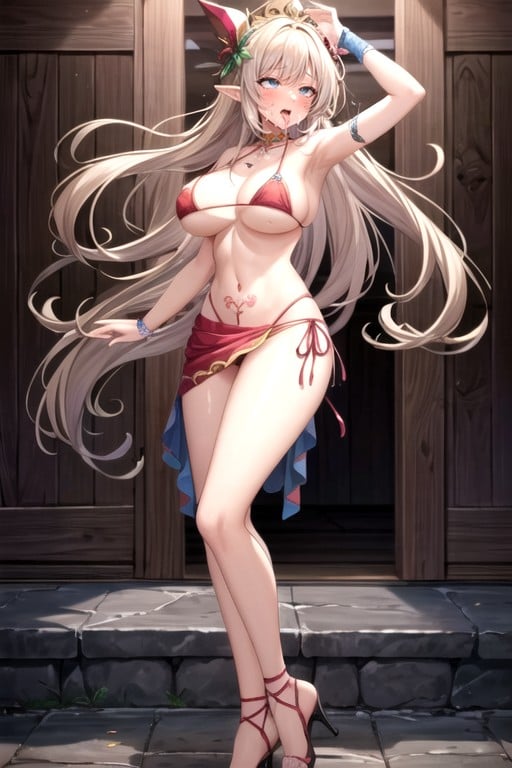 Long Hair, Perky Nipples, SmilingPorno AI