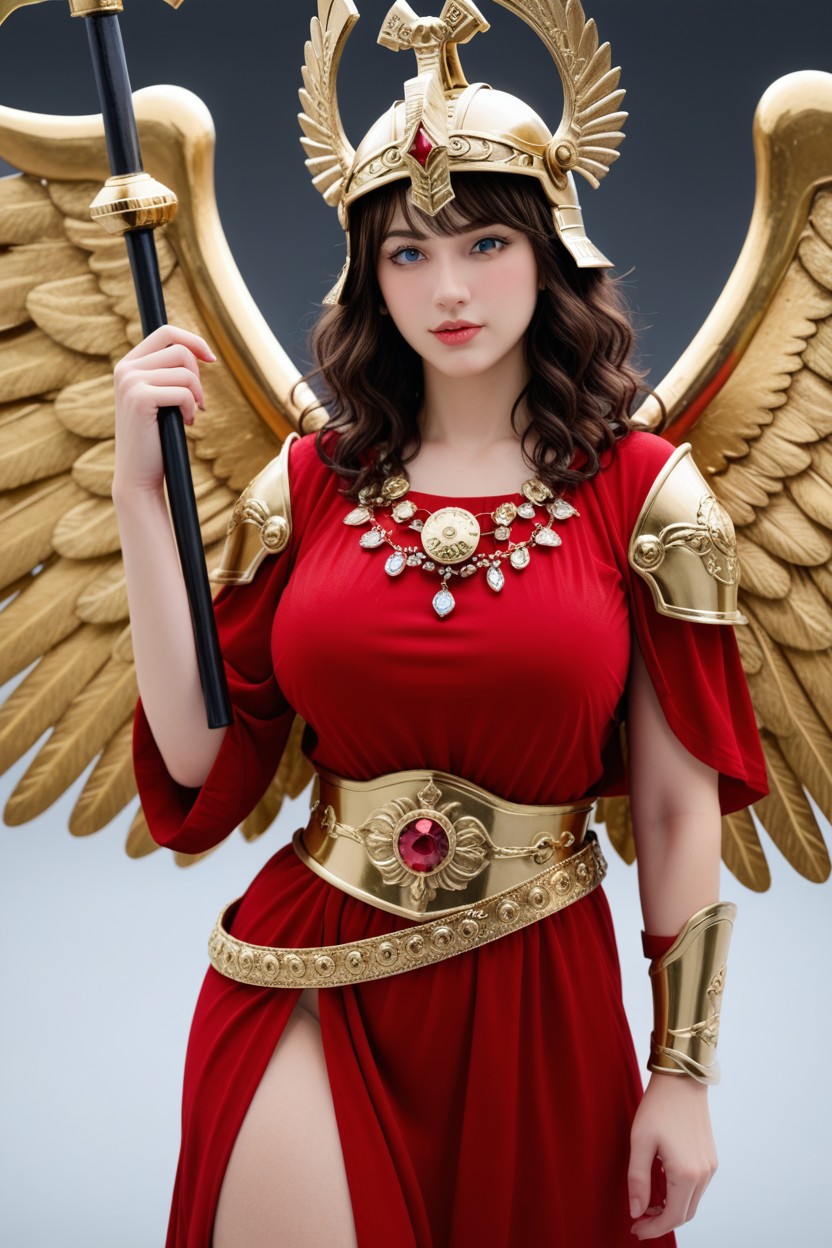 Shemale, Colorful Tunic, Golden Armor Asian AI Porn