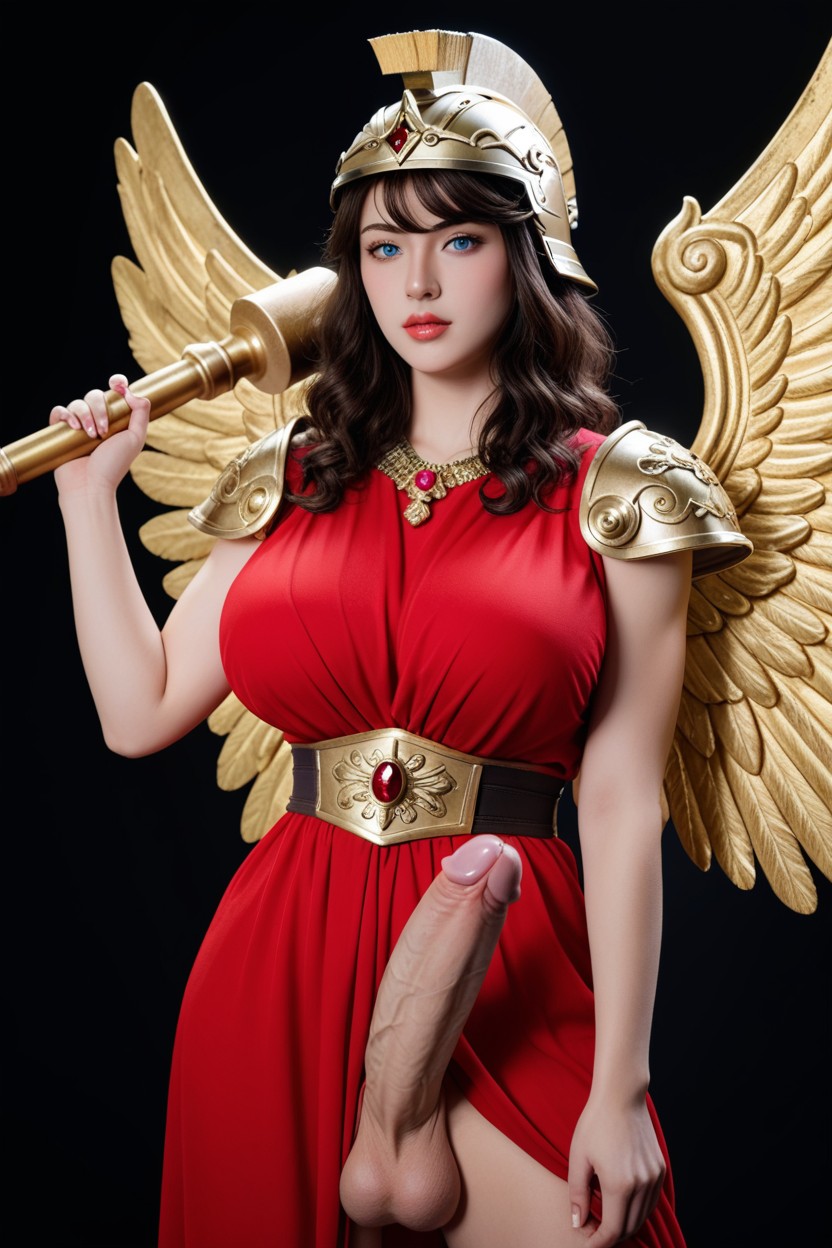 Idol Face, Silver Roman Style Helmet With Many Gems, Huge Penis Asian AI Porn