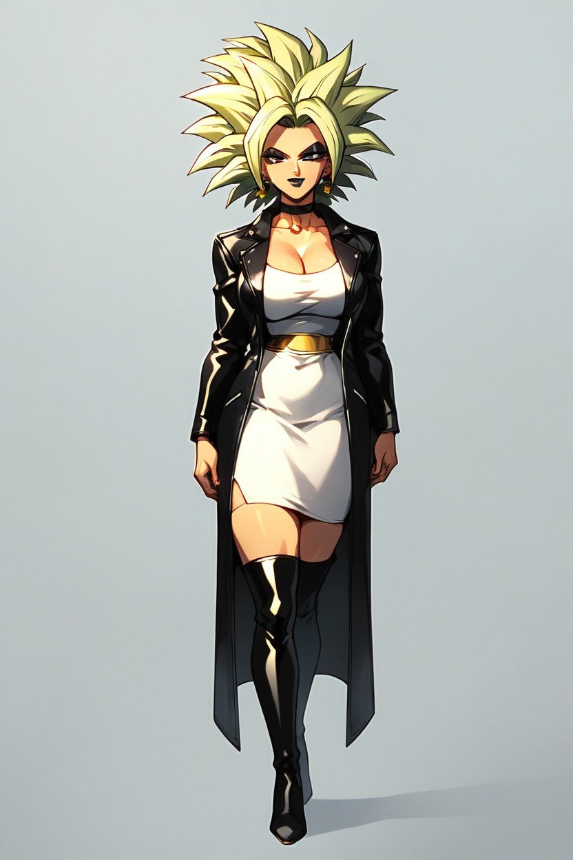 Wearing Black Leather Thigh High Boots, Kefla From Dragon Ball Super, Wearing Black EyeshadowAI黃片