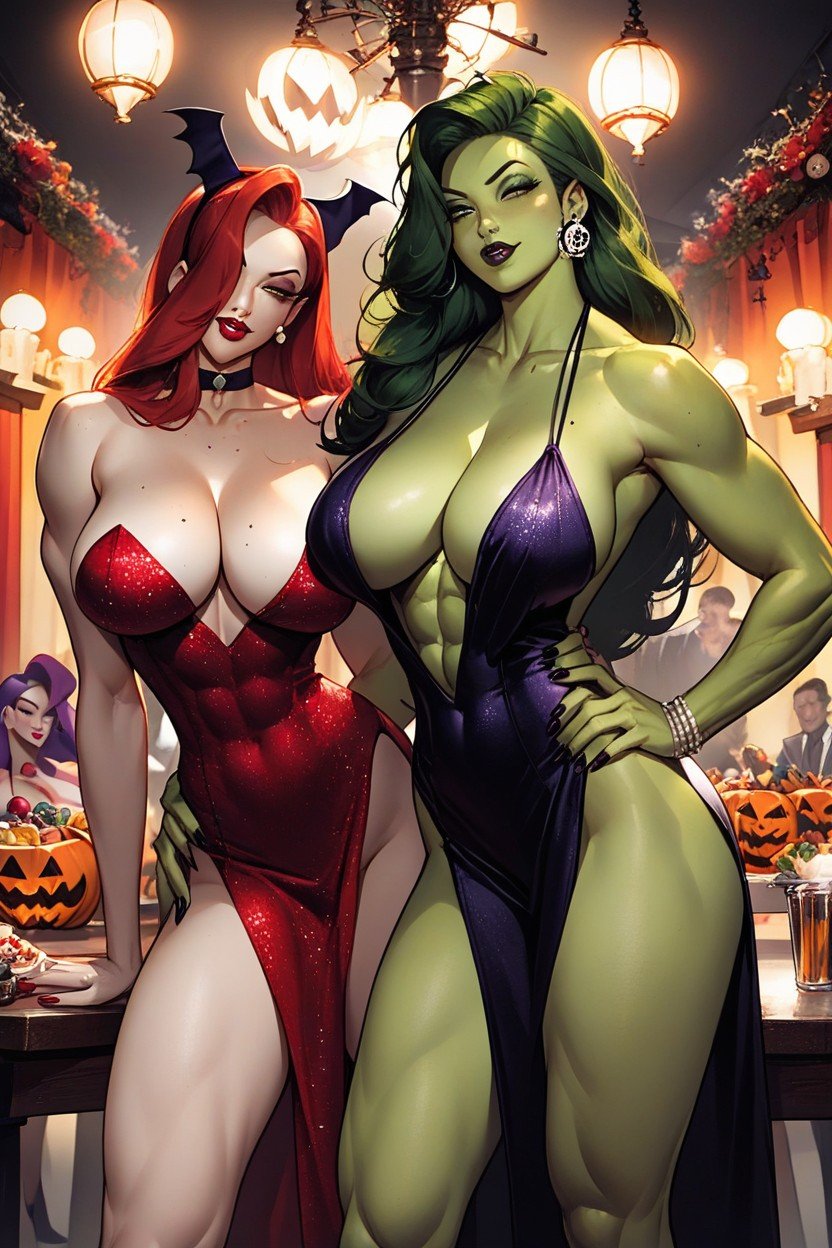 She-hulk, Table With Refreshments, White Skinjessica Rabbit Hentai AI Porn