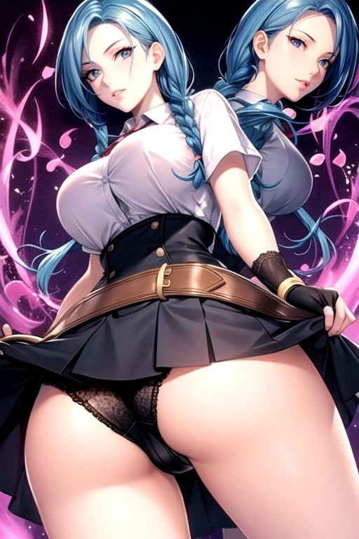 School Uniform, Bottom Up (upskirt), Jinx (league Of Legends) Shemale AI Porn