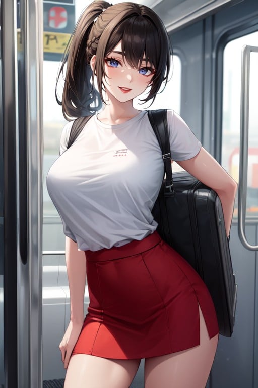 Red Skirt, Cream Pie Skin, White Sneakers AI同性恋黄片