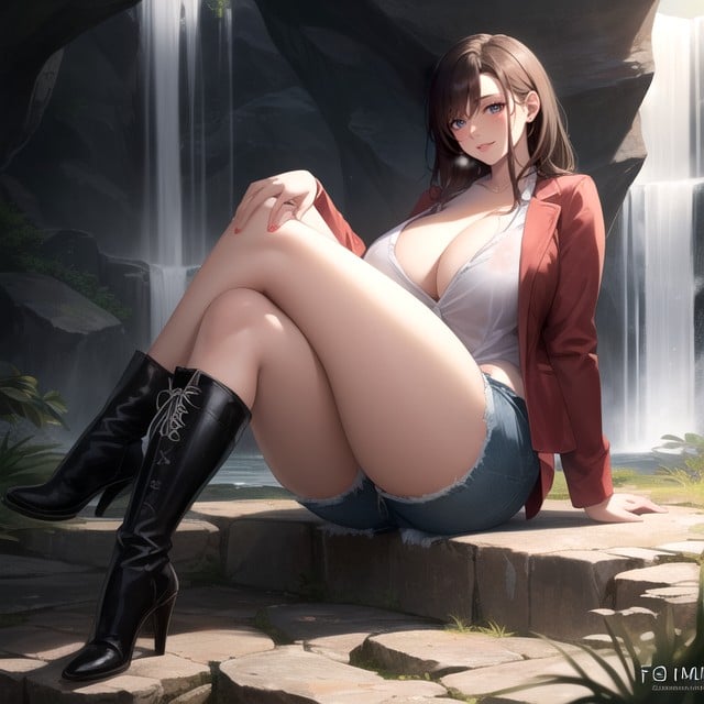 Blushing, Curvy Thighs, Woman AI Porn