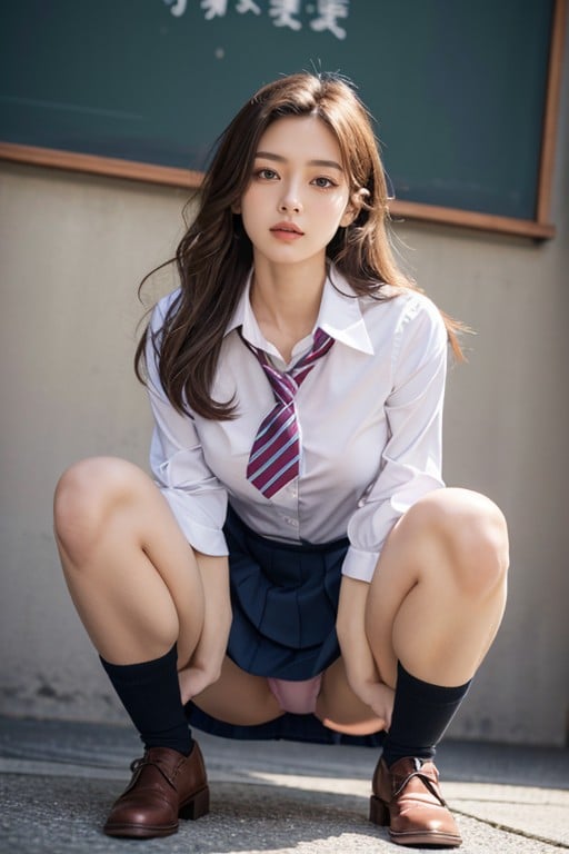 Full Body, Bottom Up (upskirt), School Uniform AI Porn