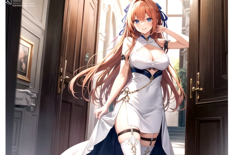 White Dress, Long Length, Brunette Hentai AI Porn