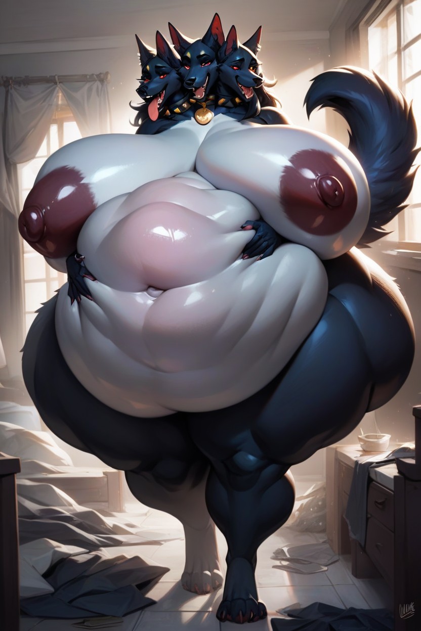 Wet Pussy, Hands On Belly, Hell Furry AI Porn