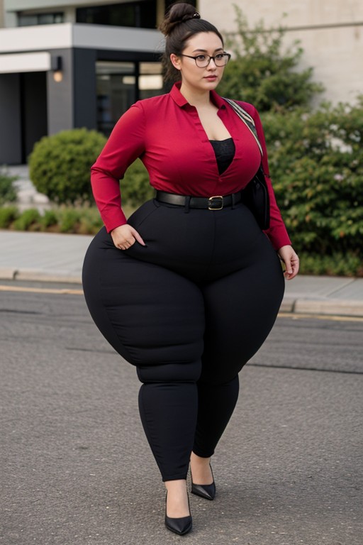Hyperrealistic, Simple Background, Hips Much Wider And Broader Than Shoulders AI Porn