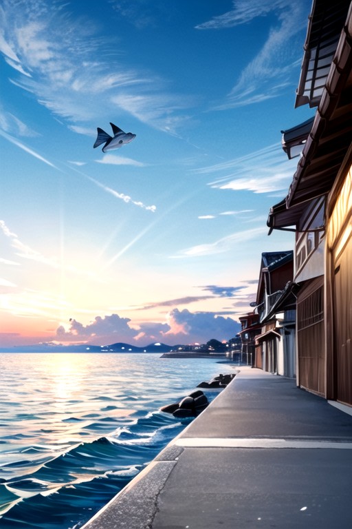 Dazzling Sea Surface, Buoy On The Right, Looking Up At The SeaAI黃片