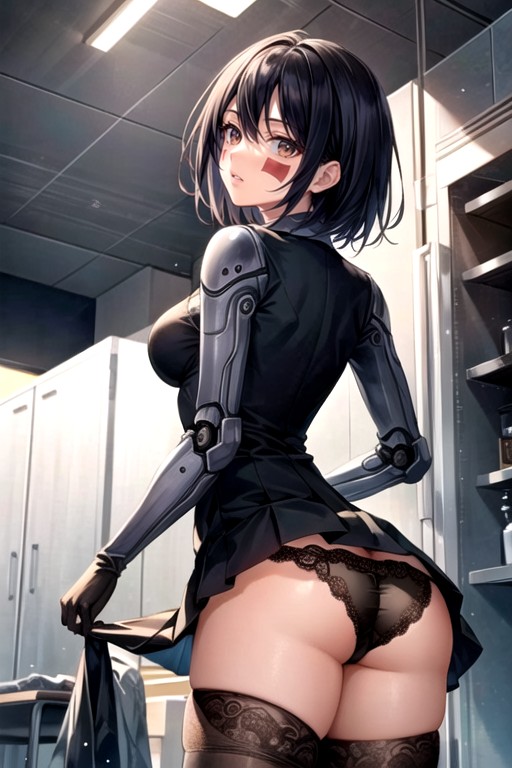 Rear View, Gally (alita: Battle Angel), School Uniform Hentai AI Porn