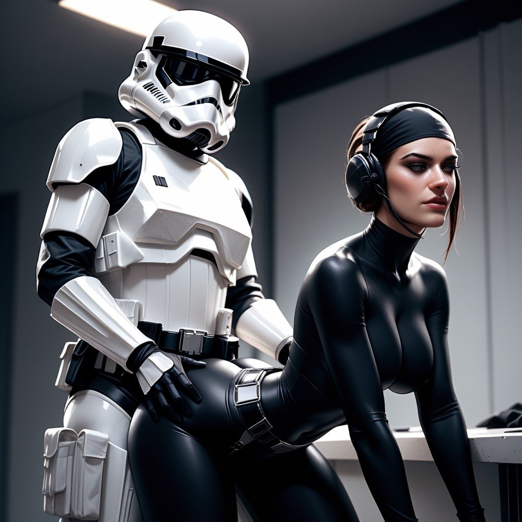 Luz Volumétrica, Female Stormtrooper Pegging, Culo RedondeadoPorno AI