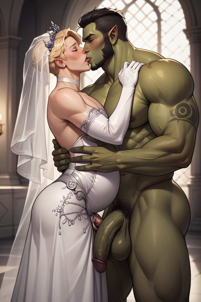 Giant Orc, Hugging, Orc Gigantic Arms AI Gay Porn
