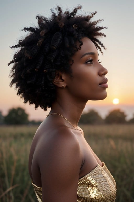 Poitrine Arrondie, Vue De Côté, AfroPorno IA