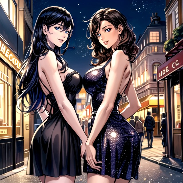 Looking At Viewer, Night, European City Hentai AI Porn