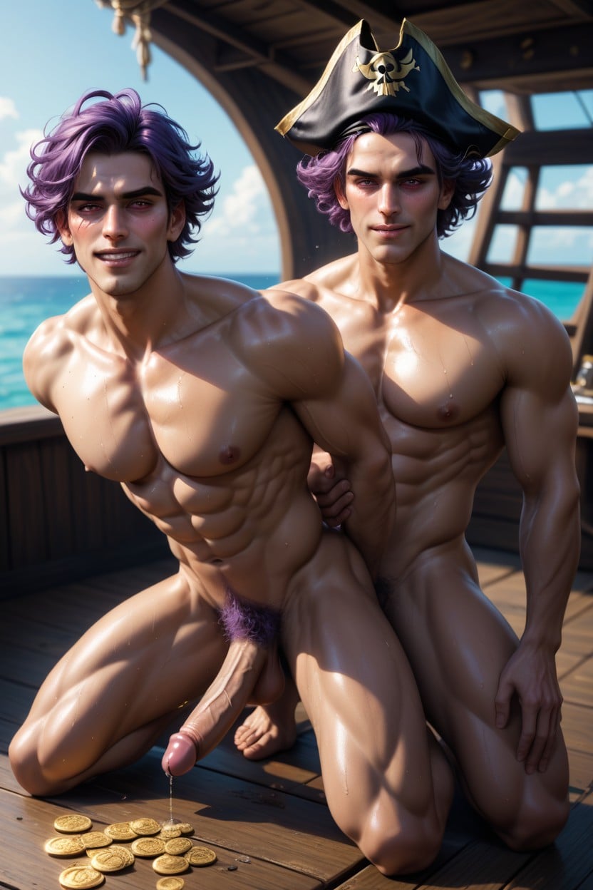 Orgasm, Pelo Morado, Shaggy Hair Porno gay IA