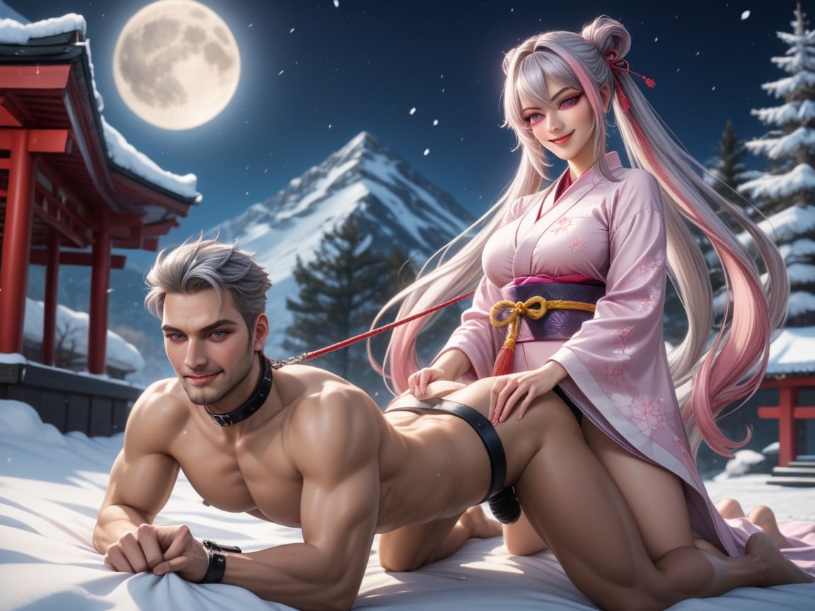 Pegging Naked Man, Love Hearts, Pegging Hentai AI Porn