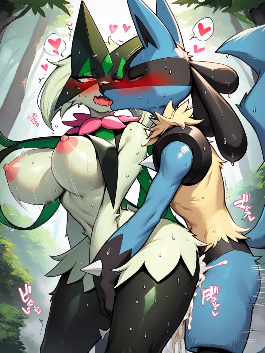 Blush, Thick Thighs, Japanese Speech Bubble Furry AI Porn