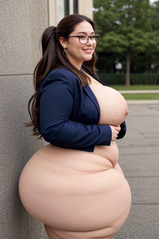 Low Hair Bun, Hair Bun, Excessively "bottom Heavy" AI Porn