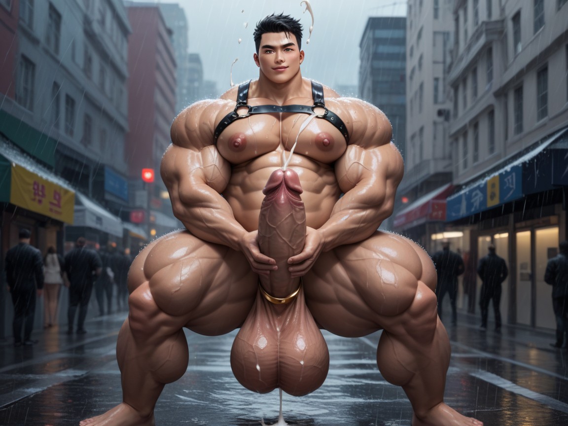 Raining, Giant, Tall Man AI Gay Porn