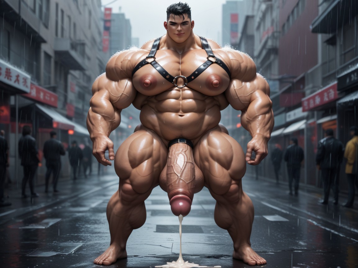Hyper Muscle, Feet Tall, Gigantic Pectorals AI Gay Porn