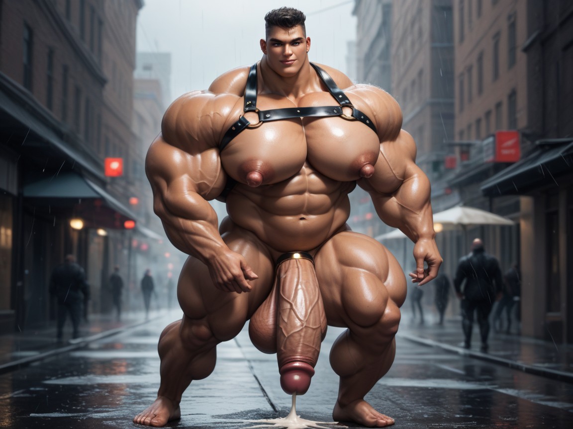 Raining, Extreme Muscle, 1 Person AI Gay Porn