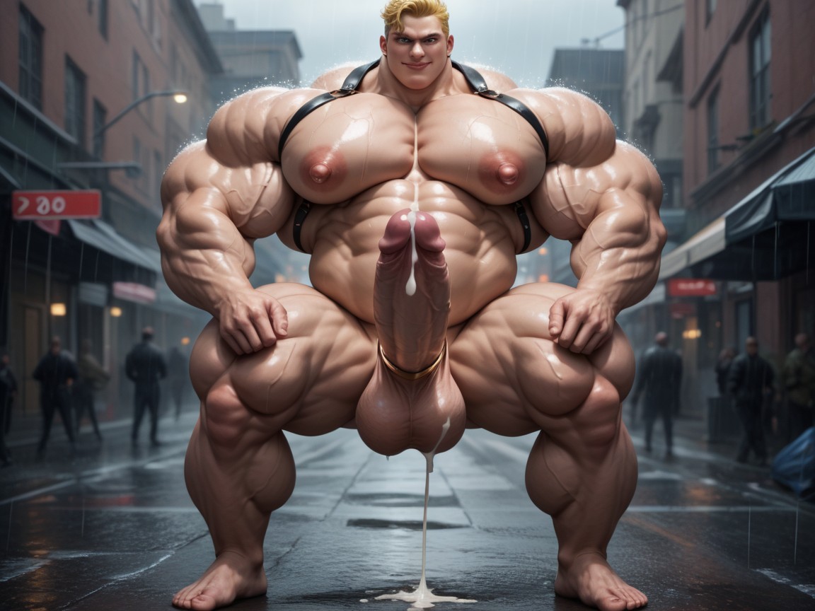 Bodybuilder, Gigantic Testicles, Big Nipples AI Gay Porn