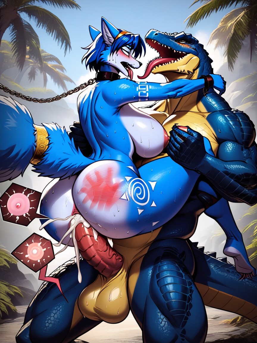 Lizardman Fucking Krystal, Ntr, Fucked Stupid Furry AI Porn