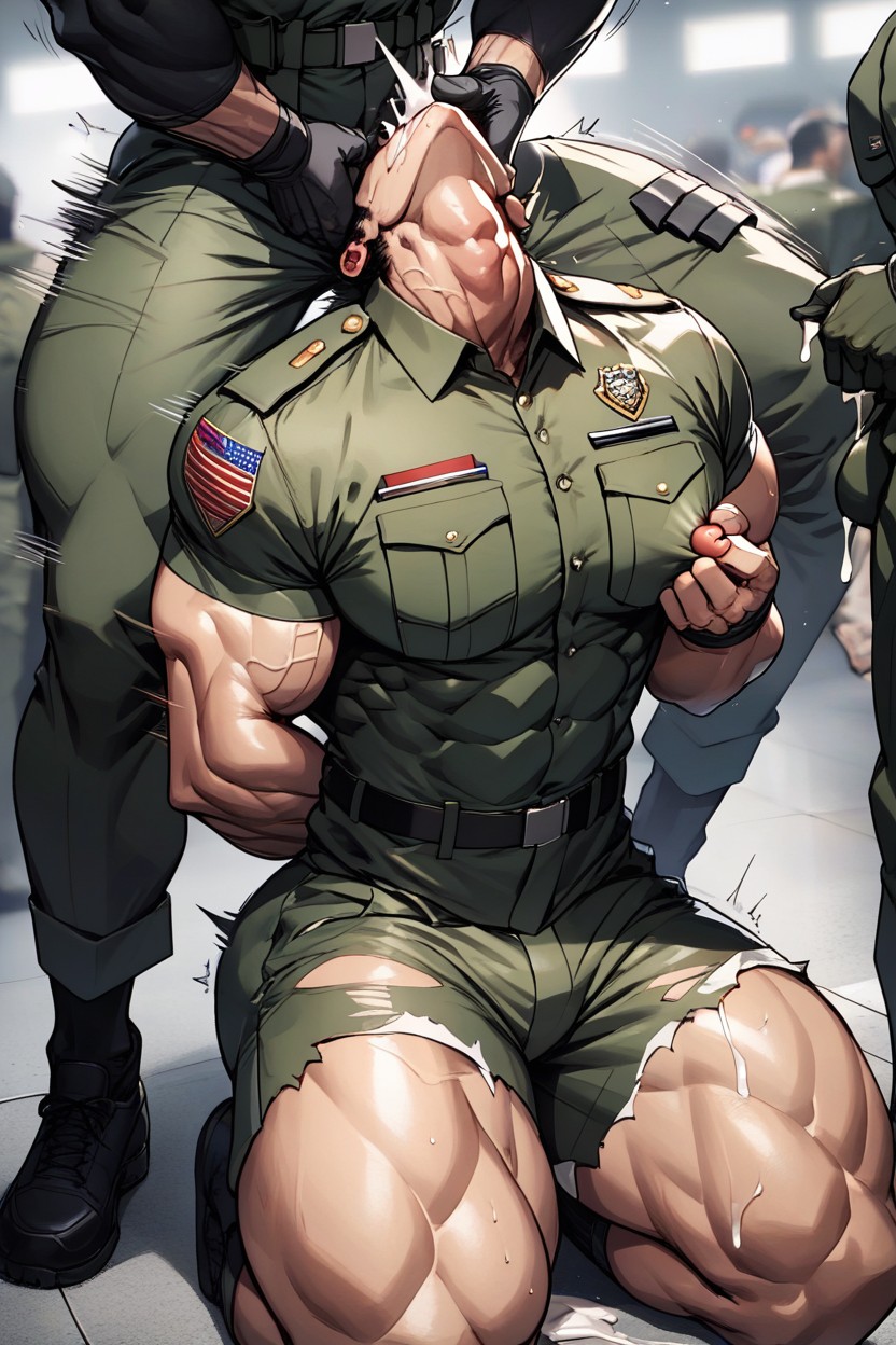 Wide Body, Army, Camo AI Gay Porn