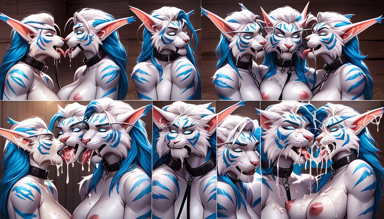 Large, Blue Glowing Eyes, Cum On Ear Furry AI Porn