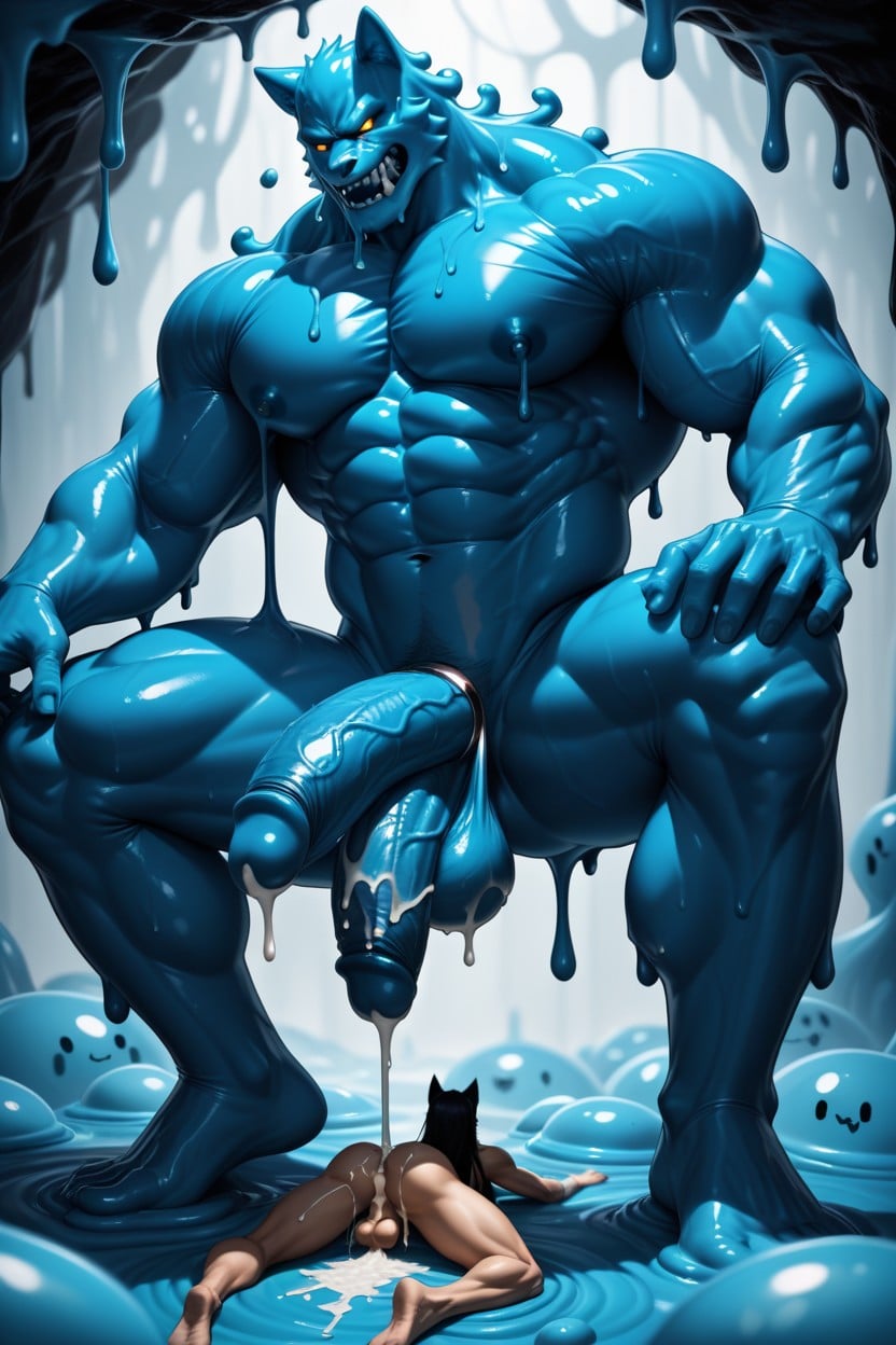 Cumshot, Man And Muscular, Slime Tentacles Deepthroating The Man AI Gay Porn