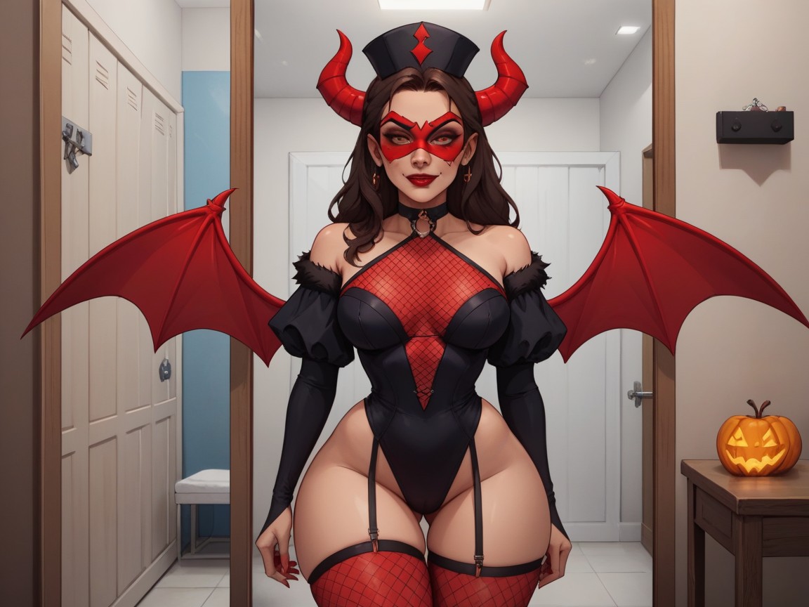 Legs, Red Domino Mask, Changing Room Background AI Porn