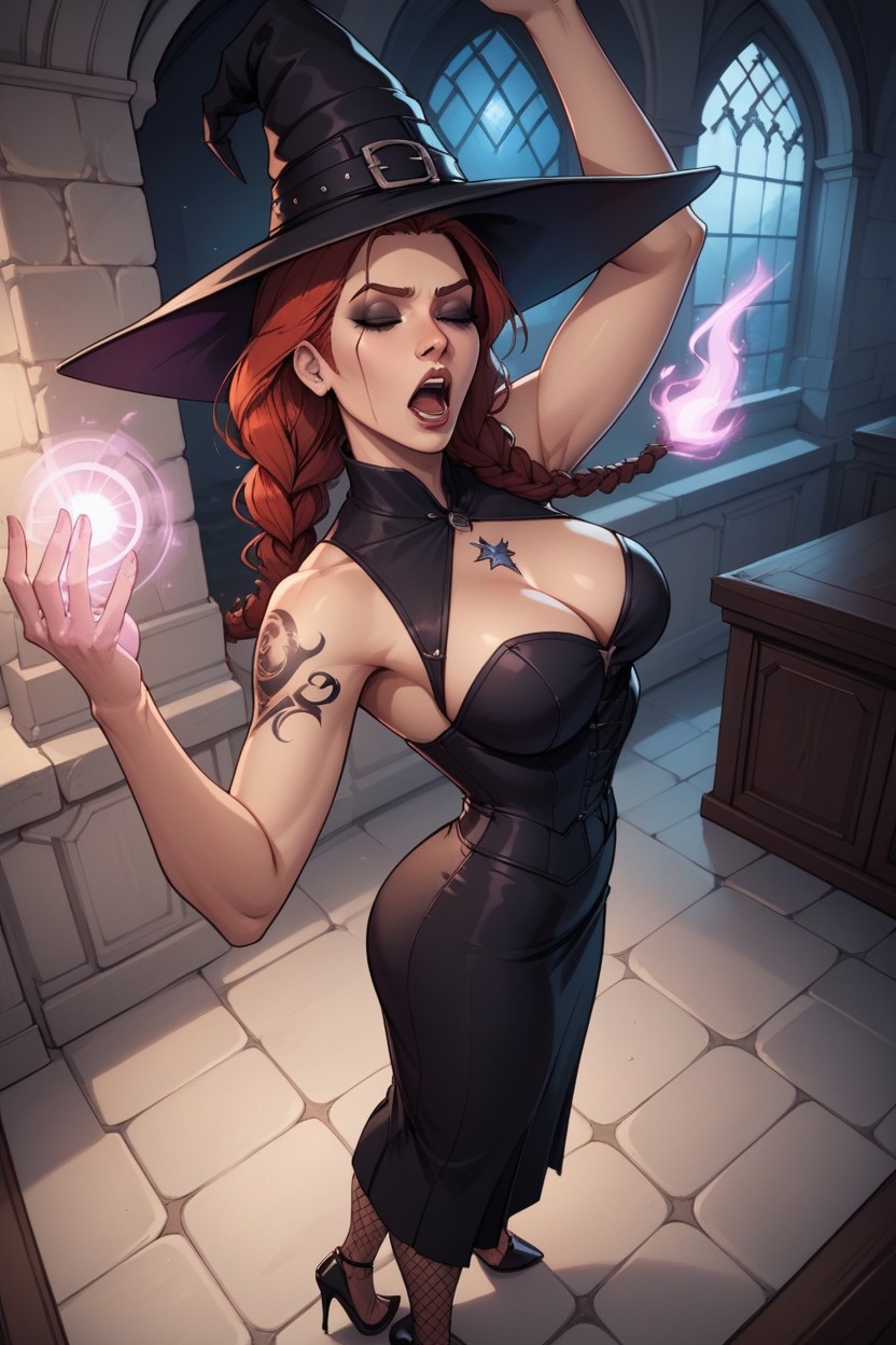 Bust Shot, Black Long Skirt With Deep Slit, Sound Effect AI Porn