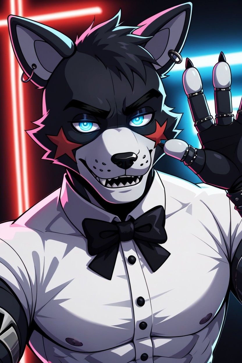 Animatronic, Neon, Fully Animatronic Facial Features Furry AI Porn