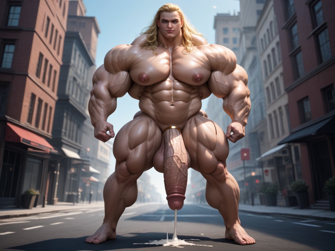 Gigantic Pectorals, Huge Chin, Curly AI Gay Porn