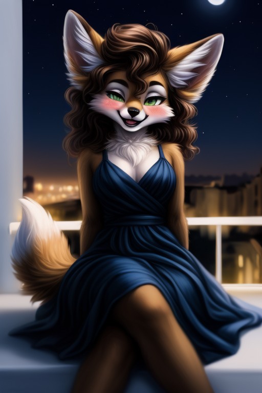 Bob Haircut, Dark Brown Hair, Medium Lips Furry AI Porn