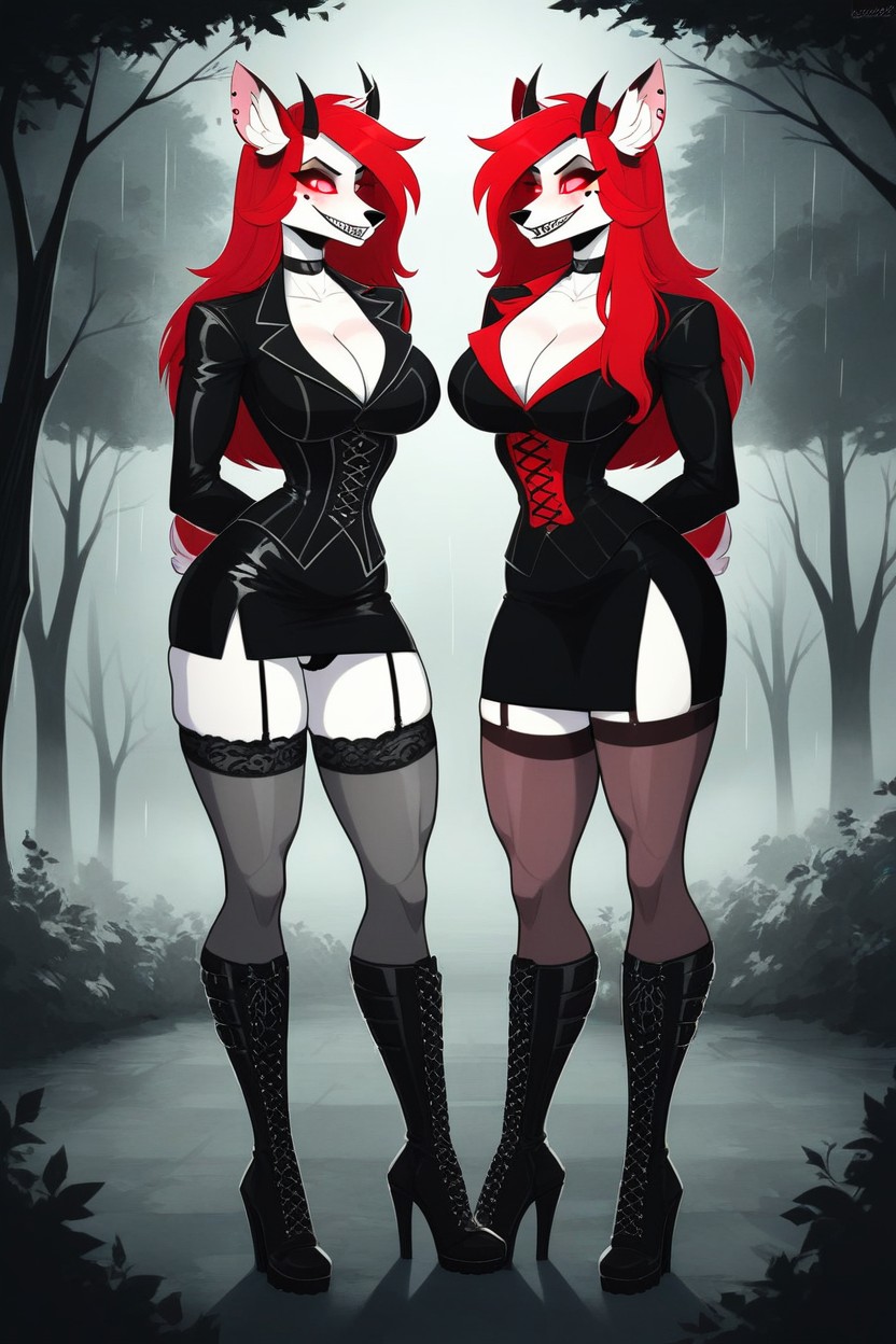 Pechos Grandes, Pelo Rojo, Tatuaje Furry IA